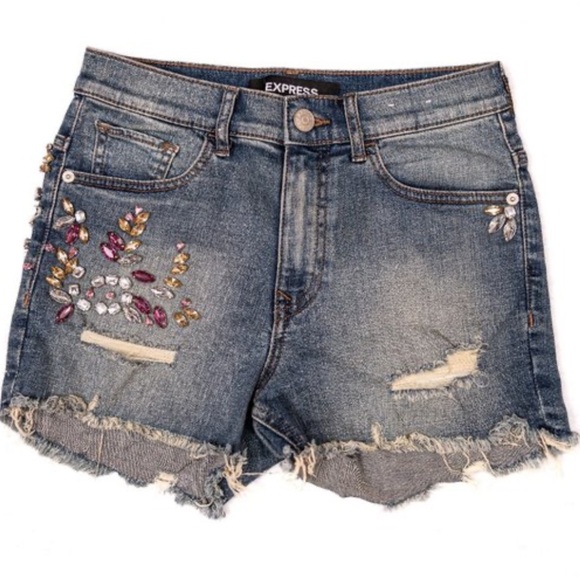 Express jewel accent shorts shortie High Rise Shorts size 4 - Picture 1 of 8